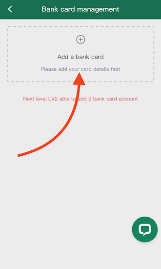 Step 3: New players continue to click on the add bank card section.